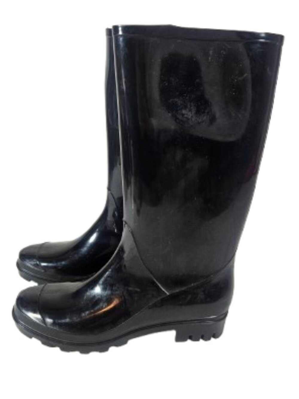 Via Rosa Black Shiny Rain Boots Women's Size 9